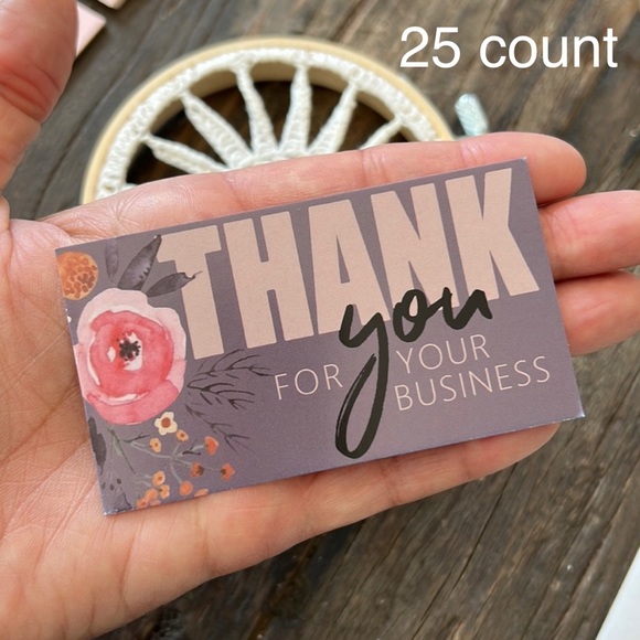 3/$20📦 25 Thank You cards for orders - Grey floral - Picture 1 of 6